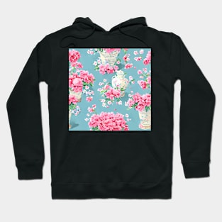 Flowers on duck egg Hoodie